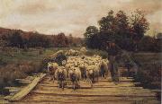 A. Bryan Wall Shepherd and Sheep Sweden oil painting artist